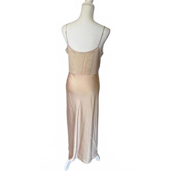 New Vince Gold Satin Slip Dress with Spaghetti Straps, Size 10 - Picture 3 of 5